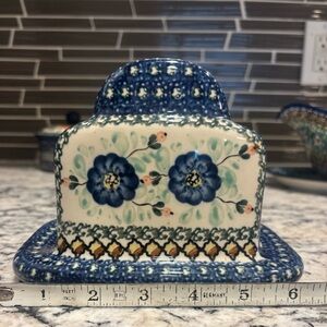 Polish Pottery: Boleslawiec Floral Ceramic Butter Dish